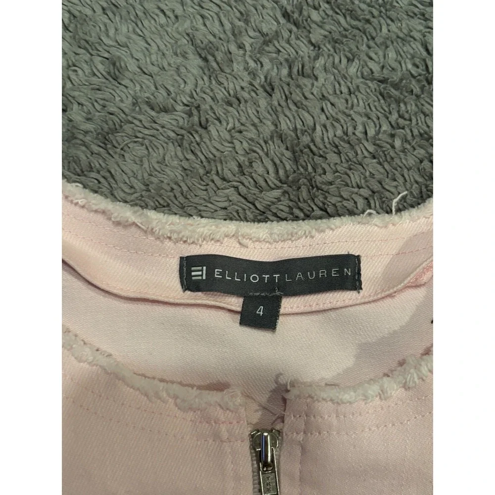 Elliot Lauren Jacket Womens 4 Pink Denim Full Zip Raw Hem Coat Preppy